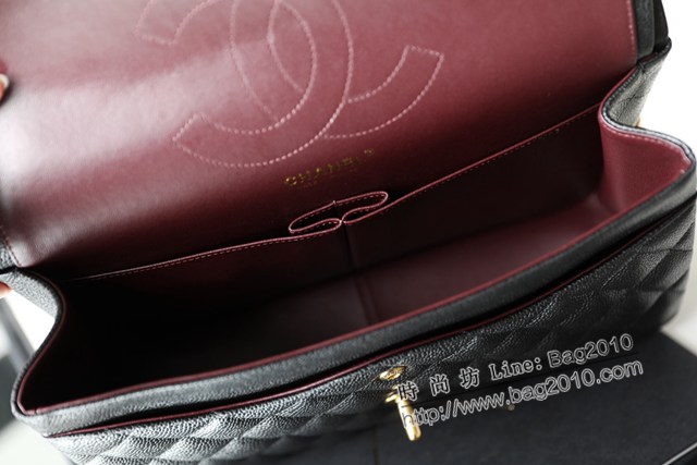Chanel專櫃最新晶片版系列CF鏈條包 香奈兒經典款黑色牛皮全鋼厚鍍金扣CF手袋女包 djc5271